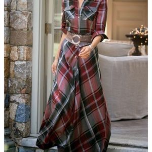 Soft Surroundings Tartan Plaid Long Dress.